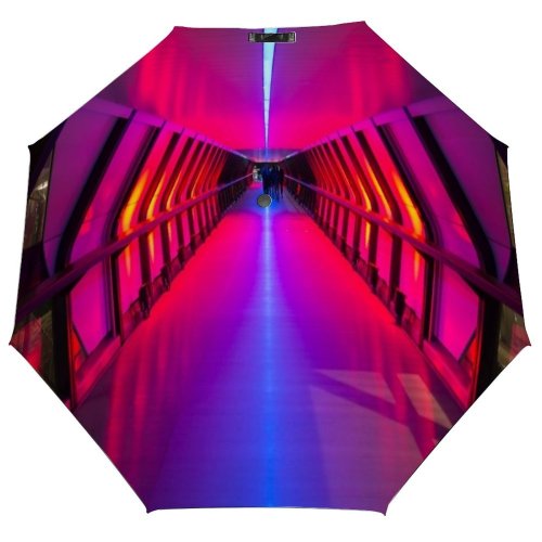 yanfind Umbrella Manual Arcade Tunnel Tree Way Direction Neon Lighting Empty Natural Purple Footpath Transportation Windproof waterproof anti-ultraviolet protection golf umbrella