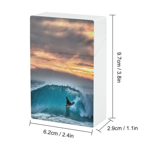 yanfind Cigarette Case Athlete Fun Exhilaration Beach Outdoors Cape Recreational Freedom Landscape Natural Surfboard Hard Plastic Crushproof Cigarette Case