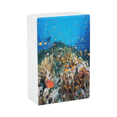 yanfind Cigarette Case Transparent Fish Coral Undersea Hard Scuba Moving Sea Egypt Underwater Tropical Soft Hard Plastic Crushproof Cigarette Case