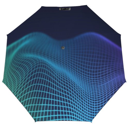 yanfind Umbrella Manual Topography Glowing Grid Data Neon Equalizer Generated Virtual Wire Dimensional Topographic Flowing Windproof waterproof anti-ultraviolet protection golf umbrella