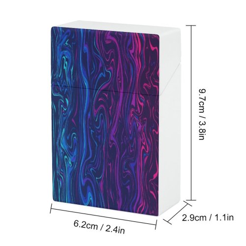 yanfind Cigarette Case Purple Gradient Flowing Panoramic Rippled Showing Smooth Curve Focus Vibrant Striped Hard Plastic Crushproof Cigarette Case