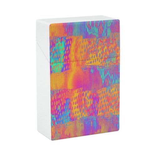 yanfind Cigarette Case Old Polka Mixing Striped Neon Liquid Spectrum Morphing Fashioned Vibrant Hard Plastic Crushproof Cigarette Case