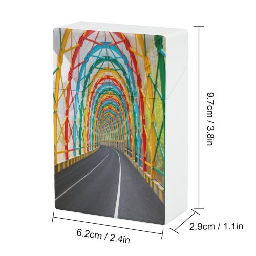 yanfind Cigarette Case Transportation Highway Metal Forward Way La Built Rainbow Province Asphalt Road Hard Plastic Crushproof Cigarette Case