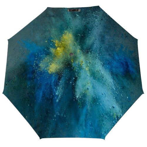 yanfind Umbrella Manual Turquoise Powder Surreal Abstract Motion Talcum Imagination Shot Tradition Inspiration Studio Windproof waterproof anti-ultraviolet protection golf umbrella