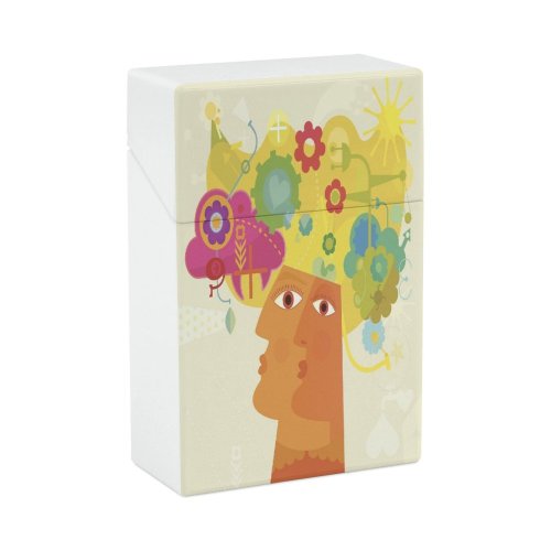 yanfind Cigarette Case Cheerful Positive Happiness Emotion Lifestyles Internal Reflection Brain Fantasy Topics Luck Hard Plastic Crushproof Cigarette Case