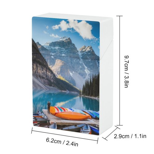 yanfind Cigarette Case Harbor Snowcapped Wonderlust Place Turquoise Beauty Contemplation Awe Canoeing Wilderness Scenics Hard Plastic Crushproof Cigarette Case