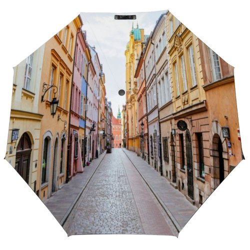 yanfind Umbrella Manual Old Church Idyllic Place Warsaw Wonderlust Beauty Cobblestone Awe Cafe Polish Windproof waterproof anti-ultraviolet protection golf umbrella