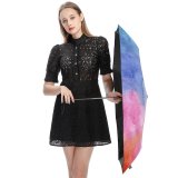 yanfind Umbrella Manual Rainbow Art Abstract Watercolor Blob Craft Brightly Design Vibrant Windproof waterproof anti-ultraviolet protection golf umbrella