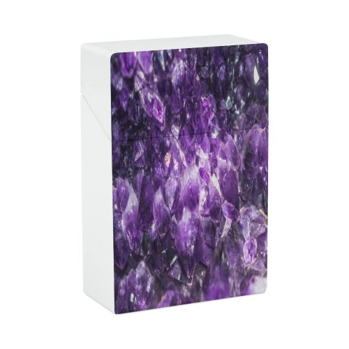 yanfind Cigarette Case Stone Expense Gem Transparent Precious Beauty Mineral Semi Geode Glamour Spain Purple Hard Plastic Crushproof Cigarette Case