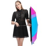 yanfind Umbrella Manual Space Glowing Smoking Futuristic Smooth Rainbow Neon Generated Creativity Flame Windproof waterproof anti-ultraviolet protection golf umbrella