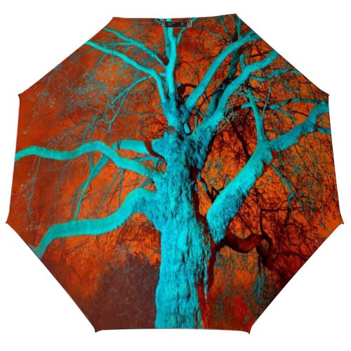 yanfind Umbrella Manual Saturated Bizarre Tranquility Tree Beauty England Imagination Night Atmospheric Winter Mood Windproof waterproof anti-ultraviolet protection golf umbrella