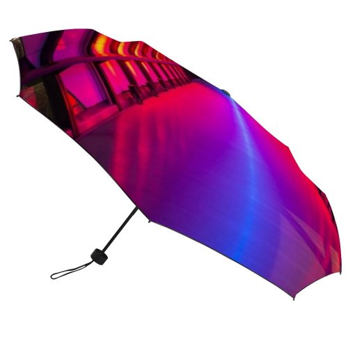 yanfind Umbrella Manual Arcade Tunnel Tree Way Direction Neon Lighting Empty Natural Purple Footpath Transportation Windproof waterproof anti-ultraviolet protection golf umbrella