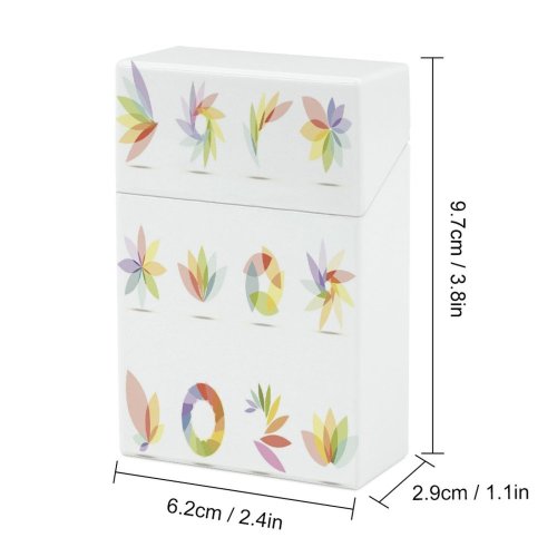 yanfind Cigarette Case Saturated Transparent Leaf Rainbow Vitality Spectrum Purple Design Layered Fanned Vibrant Floral Hard Plastic Crushproof Cigarette Case