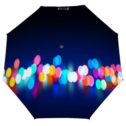 yanfind Umbrella Manual Space Glowing Effects Nightlife Dark Defocused Blurred Lighting Glamour Natural Windproof waterproof anti-ultraviolet protection golf umbrella