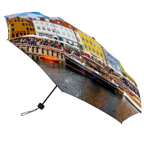 yanfind Umbrella Manual Sky Oresund Famous Wonderlust Sailing Idyllic History Restaurant Facade Exterior Nyhavn Windproof waterproof anti-ultraviolet protection golf umbrella