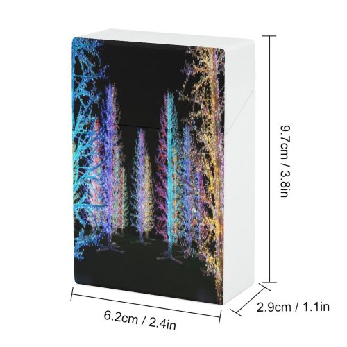 yanfind Cigarette Case Glowing December Happiness Tree Christianity England Canary Bulb Treelined Christmas Electric Hard Plastic Crushproof Cigarette Case