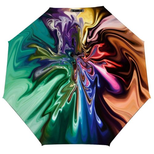 yanfind Umbrella Manual Glowing Super Merging Blurred Generated Liquid Speed Watercolor Paints Vibrant Luminosity Motion Windproof waterproof anti-ultraviolet protection golf umbrella