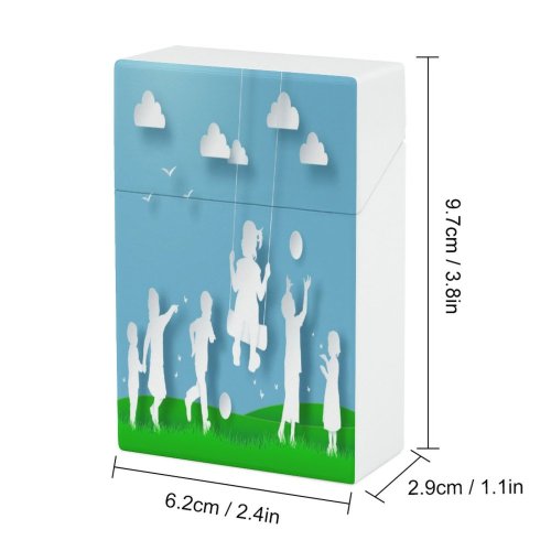 yanfind Cigarette Case Children Insect Cheerful Soccer Fun Outdoors Butterfly Silhouette Running Playing Boys Daisy Hard Plastic Crushproof Cigarette Case