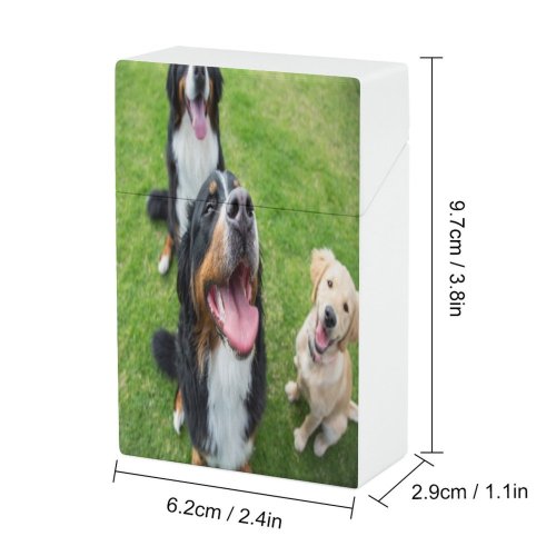 yanfind Cigarette Case Cheerful Fun Dog Happiness Outdoors Park Playing Joy Cute Australia Grass Hard Plastic Crushproof Cigarette Case