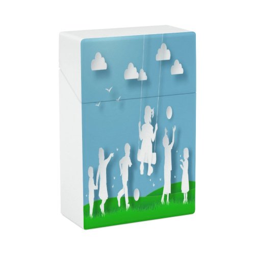 yanfind Cigarette Case Children Insect Cheerful Soccer Fun Outdoors Butterfly Silhouette Running Playing Boys Daisy Hard Plastic Crushproof Cigarette Case