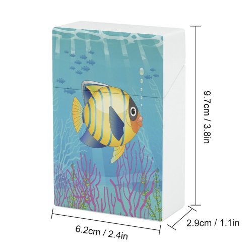 yanfind Cigarette Case Beach Non Urban Bottom Undersea Scene Sea Tropical Fish Art Hard Plastic Crushproof Cigarette Case