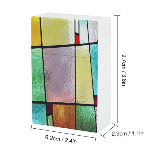 yanfind Cigarette Case Window Glass Design Stained Hard Plastic Crushproof Cigarette Case