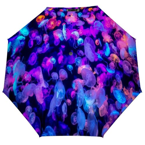 yanfind Umbrella Manual Glowing Undersea Beauty Dark Jellyfish Sea Natural Purple Underwater Biology Igniting Light Windproof waterproof anti-ultraviolet protection golf umbrella