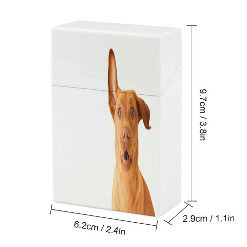yanfind Cigarette Case Cheerful Dog Studio Camera Curiosity Ear Cute Shot Surprise Beauty Puppy Hard Plastic Crushproof Cigarette Case