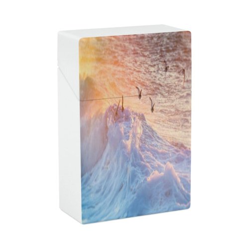 yanfind Cigarette Case Beach Foam Wildlife Scene Island Seascape Sea Vibrant USA Atlantic Beauty Hard Plastic Crushproof Cigarette Case