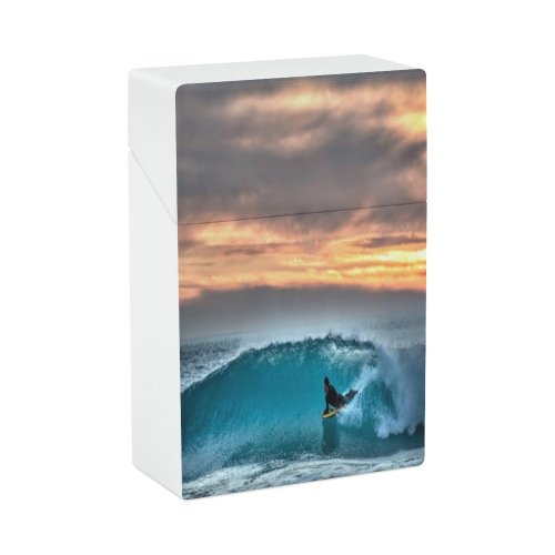 yanfind Cigarette Case Athlete Fun Exhilaration Beach Outdoors Cape Recreational Freedom Landscape Natural Surfboard Hard Plastic Crushproof Cigarette Case