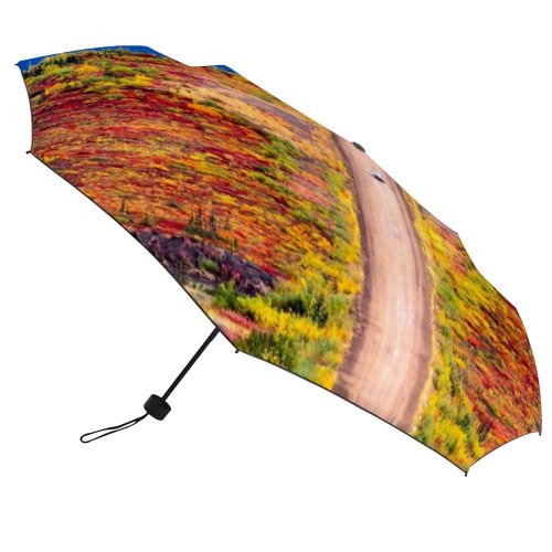 yanfind Umbrella Manual Lane Car Desert Tundra Beauty Journey Wilderness Scenics Highway Driving Arctic Windproof waterproof anti-ultraviolet protection golf umbrella