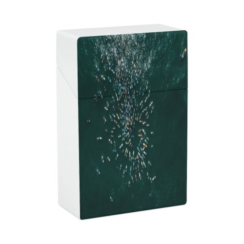 yanfind Cigarette Case Beach Emotion Love Crowd Gesture Teamwork Picture Drone Mass Surfboard Seascape Spiritual Hard Plastic Crushproof Cigarette Case