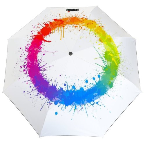 yanfind Umbrella Manual Splattered Homosexual Spraying Rainbow Digitally Art Flag Abstract Grunge Watercolor Rights Windproof waterproof anti-ultraviolet protection golf umbrella