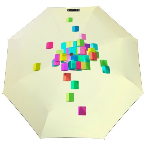 yanfind Umbrella Manual Puzzle Computing Futuristic Data Block Neon Virtual Generated Creativity Imagination Augmented Cube Windproof waterproof anti-ultraviolet protection golf umbrella