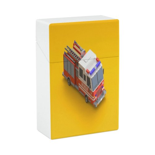 yanfind Cigarette Case Transportation Cartoon Transport Toy Mode Projection Fire Engine Cute Isometric Humor Traffic Hard Plastic Crushproof Cigarette Case