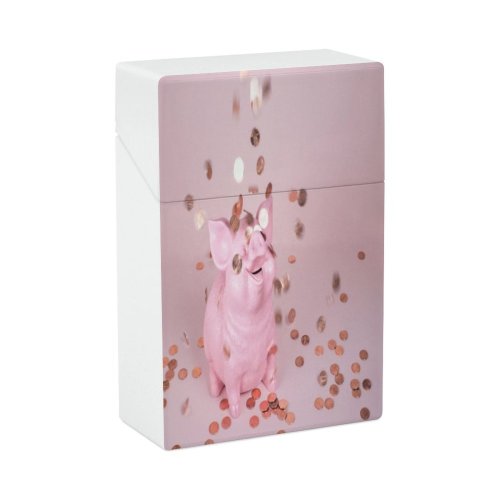 yanfind Cigarette Case Blurred Fun Bank Savings Piggy Joy Falling Investment Pig Coin Motion Representation Hard Plastic Crushproof Cigarette Case