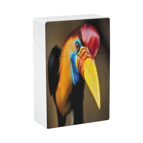 yanfind Cigarette Case Space Hornbill Wrinkled Beauty Exoticism Rhyticeros Feather Bird Rainforest Tropical Portrait Hard Plastic Crushproof Cigarette Case