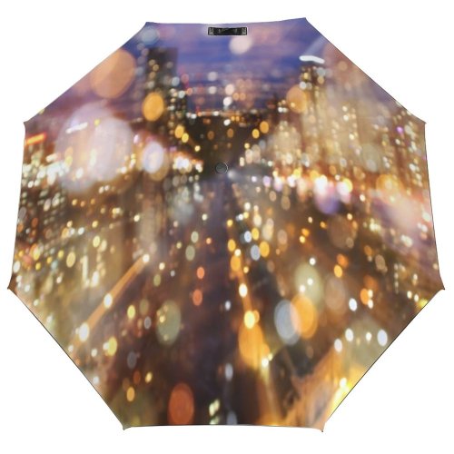 yanfind Umbrella Manual Sky Illuminated Gold Data Digital Science Blurred Downtown Awe Futuristic Windproof waterproof anti-ultraviolet protection golf umbrella