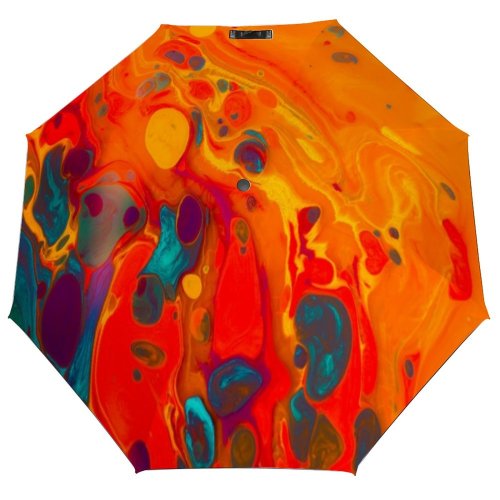 yanfind Umbrella Manual Grunge Marbling Rusty Rainbow Beauty Awe Splattered Cereal Liquid Spectrum Dye Stroke Windproof waterproof anti-ultraviolet protection golf umbrella
