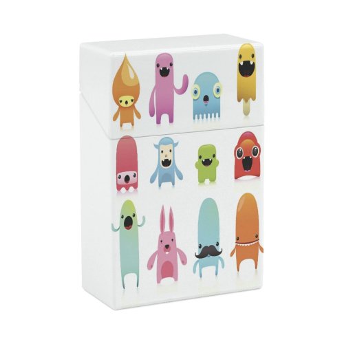 yanfind Cigarette Case Cheerful Fun Facial Happiness Fictional Crowd Expression Tired Gesture Monster Furious Cartoon Hard Plastic Crushproof Cigarette Case