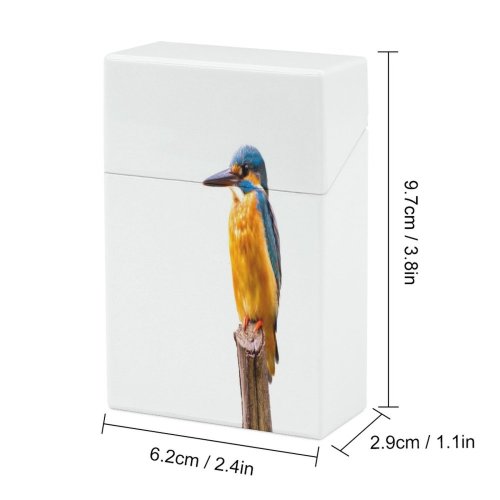 yanfind Cigarette Case Wildlife Perching River Tropical Fish Cute Twig Feather Kingfisher Beauty Female Branch Hard Plastic Crushproof Cigarette Case