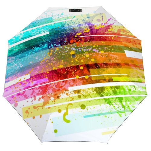 yanfind Umbrella Manual Splattered Droplet Street Spraying Rainbow Digitally Art Flag Abstract Grunge Watercolor Windproof waterproof anti-ultraviolet protection golf umbrella