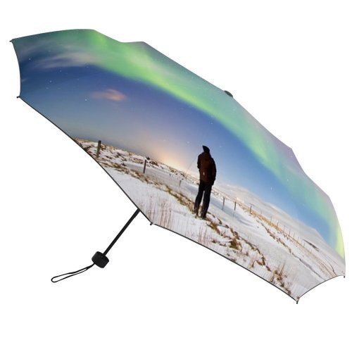yanfind Umbrella Manual Sky Aurora Wonderlust Travel Outdoors Iceland Space Dusk Distance Scenery Individuality Exploration Windproof waterproof anti-ultraviolet protection golf umbrella