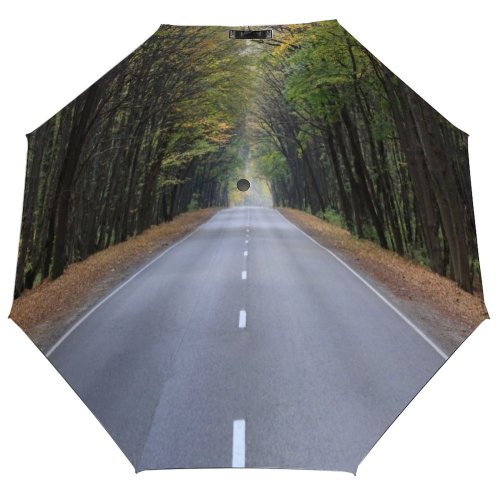yanfind Umbrella Manual Non Idyllic Tree Marking Rural Direction Way Away Journey Trip Highway Driving Windproof waterproof anti-ultraviolet protection golf umbrella