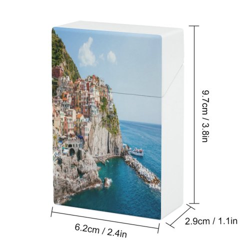 yanfind Cigarette Case Space Harbor Mediterranean Place Perching Scenics Liguria Exterior Sea Townscape Seascape Italy Hard Plastic Crushproof Cigarette Case