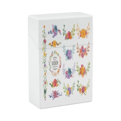 yanfind Cigarette Case Wreath Vibrant Calligraphy Beauty Intricacy Space Border Bouquet Branch Arrangement Elegance Hard Plastic Crushproof Cigarette Case