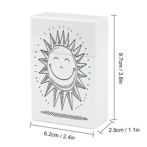 yanfind Cigarette Case Transparent Cheerful Marker Positive Happiness Outdoors Emotion Illuminated Cartoon Temperature Doodle Hard Plastic Crushproof Cigarette Case