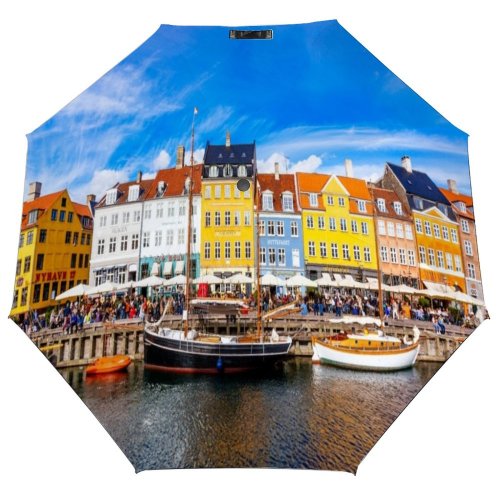 yanfind Umbrella Manual Sky Oresund Famous Wonderlust Sailing Idyllic History Restaurant Facade Exterior Nyhavn Windproof waterproof anti-ultraviolet protection golf umbrella