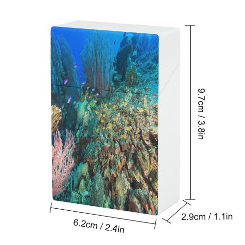 yanfind Cigarette Case Sponge Fish Coral Undersea Ecosystem Blurred Sea Uneven Underwater School Wild Side Hard Plastic Crushproof Cigarette Case