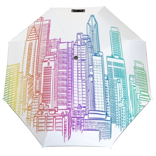 yanfind Umbrella Manual Saturated Doodle Explosion Tall Rainbow Residential High Exterior Aerial District Population Windproof waterproof anti-ultraviolet protection golf umbrella